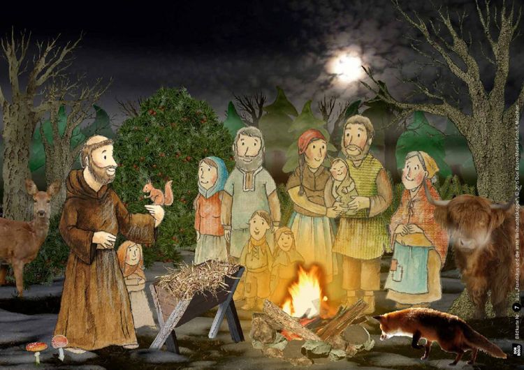 Produktbild: Franziskus und die erste Weihnachtskrippe. Kamishibai Bildkartenset.