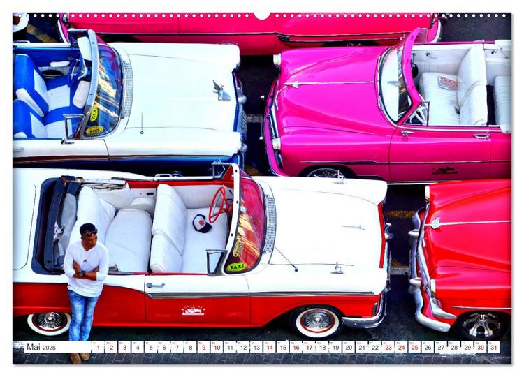 Produktbild: Vogel-Perspektive - Oldtimer in Havanna (hochwertiger Premium Wandkalender 2026 DIN A2 quer), Kunstdruck in Hochglanz