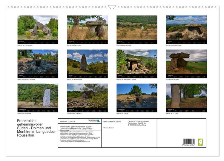 Produktbild: Frankreichs geheimnisvoller S&uuml;den - Dolmen und Menhire im Languedoc-Roussillon (Wandkalender 2026 DIN A2 quer), CALVENDO Monatskalender