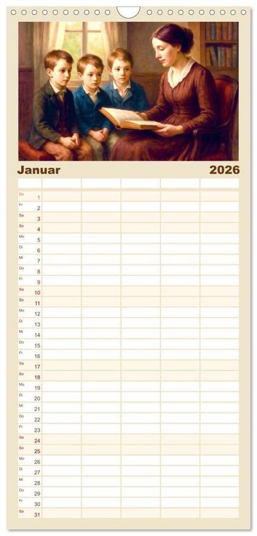 Produktbild: Familienplaner 2026 - Victor Hugo mit 5 Spalten (Wandkalender, 21 x 45 cm) CALVENDO
