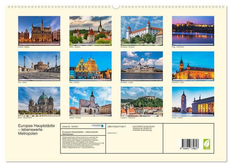 Produktbild: Europas Hauptst&auml;dte &ndash; lebenswerte Metropolen (hochwertiger Premium Wandkalender 2026 DIN A2 quer), Kunstdruck in Hochglanz