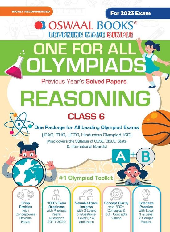 Produktbild: Oswaal One For All Olympiad Previous Years' Solved Papers, Class-6 Reasoning Book (For 2023 Exam)
