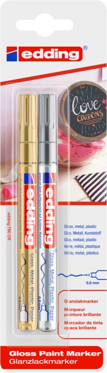 Produktbild: edding Glanzlackmarker 780 gold silber 0,8mm 2 St&uuml;ck