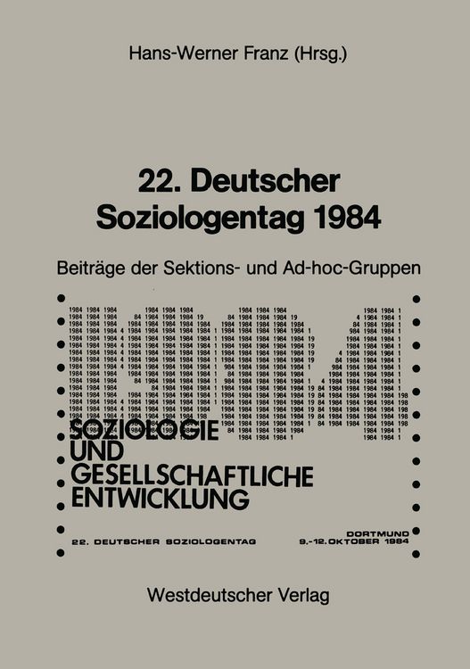 Produktbild: 22. Deutscher Soziologentag 1984