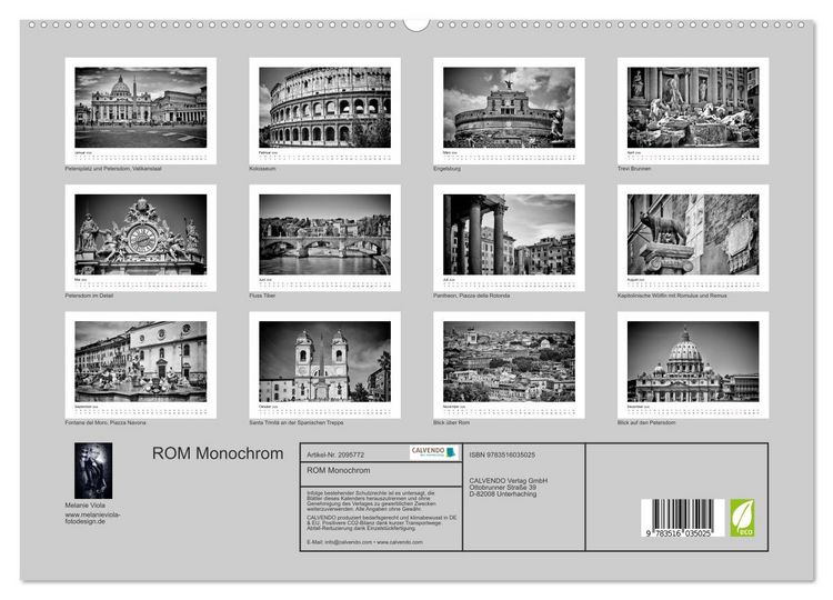 Produktbild: ROM Monochrom (hochwertiger Premium Wandkalender 2026 DIN A2 quer), Kunstdruck in Hochglanz