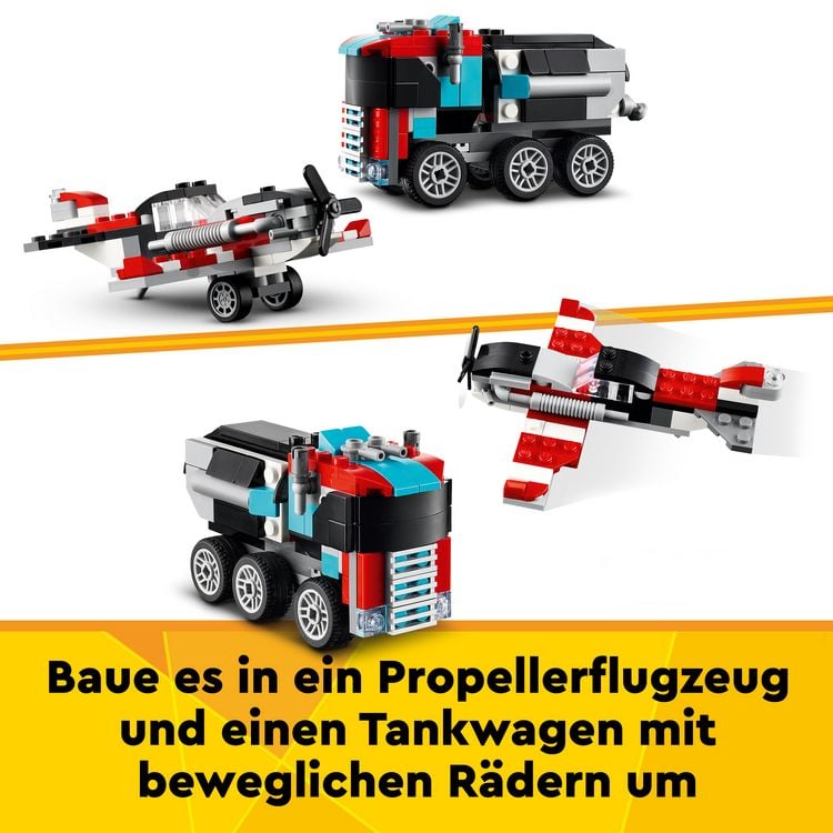 Produktbild: LEGO Creator 3in1 31146 Tieflader mit Hubschrauber, LKW-Spielzeug