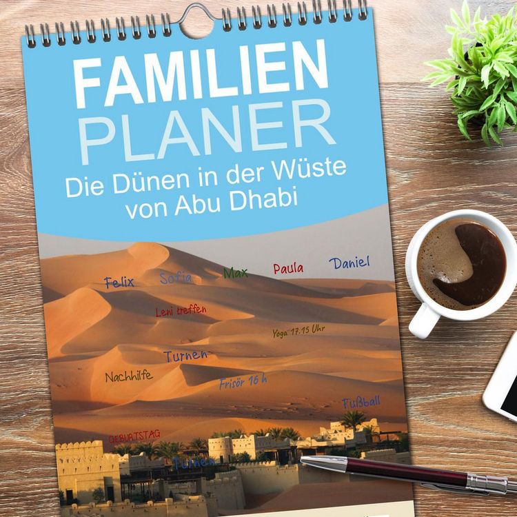Produktbild: Familienplaner 2026 - Die D&uuml;nen in der W&uuml;ste von Abu Dhabi mit 5 Spalten (Wandkalender, 21 x 45 cm) CALVENDO