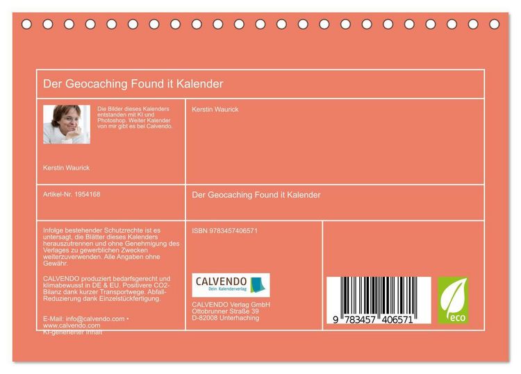 Produktbild: Der Geocaching Found it Kalender (Tischkalender 2026 DIN A5 quer), CALVENDO Monatskalender