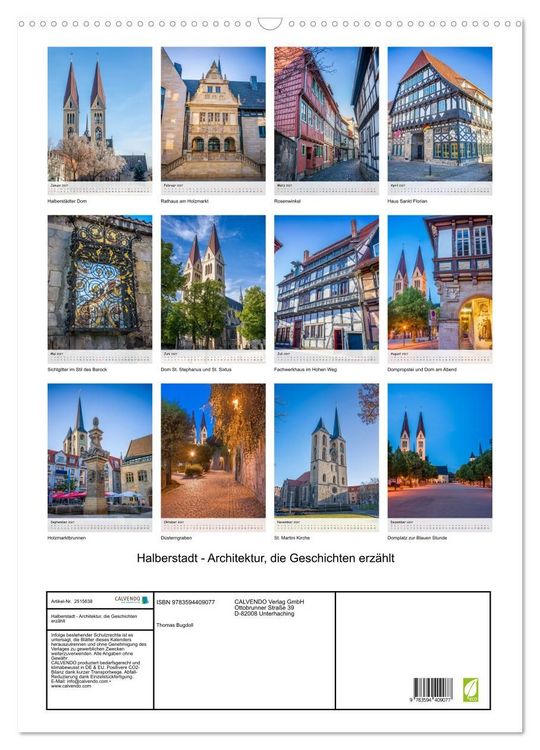 Produktbild: Halberstadt - Architektur, die Geschichten erz&auml;hlt (Wandkalender 2027 DIN A2 hoch), CALVENDO Monatskalender