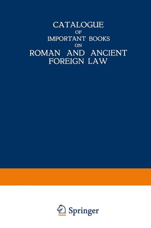 Produktbild: Catalogue of Important Books on Roman and Ancient Foreign Law