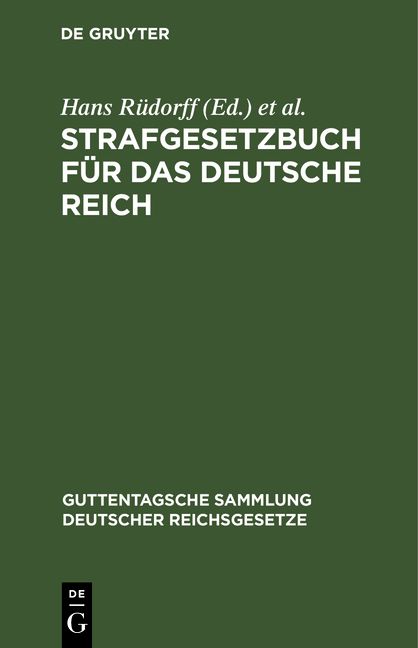 Produktbild: Strafgesetzbuch f&uuml;r das Deutsche Reich