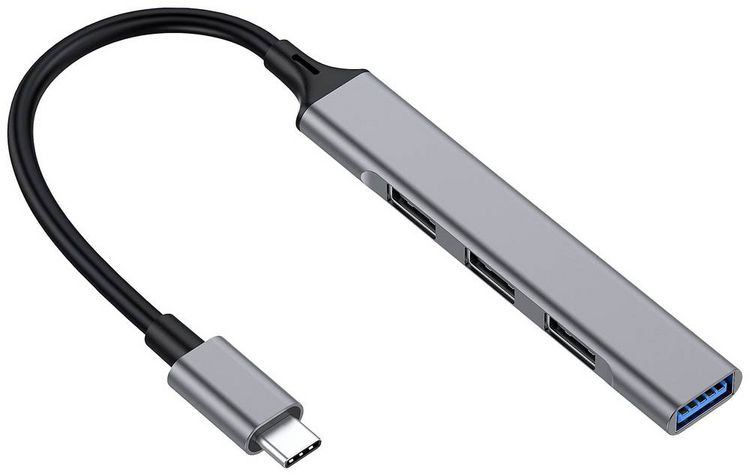 Produktbild: Equip 128961 USB-Hub 4 Port USB-A USB 3.1 Gen1 5 GBit/s mit USB-C&reg; Stecker Schwarz, Grau 128961