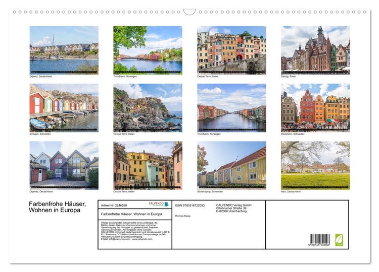 Produktbild: Farbenfrohe H&auml;user, Wohnen in Europa (Wandkalender 2026 DIN A2 quer), CALVENDO Monatskalender