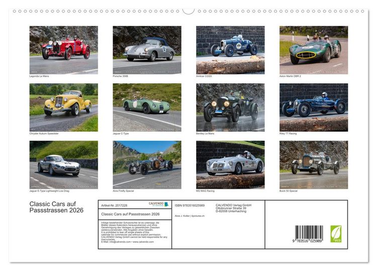 Produktbild: Classic Cars auf Passstrassen 2026 (hochwertiger Premium Wandkalender 2026 DIN A2 quer), Kunstdruck in Hochglanz