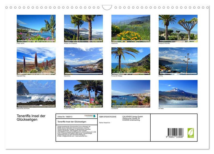 Produktbild: Teneriffa Insel der Gl&uuml;ckseligen (Wandkalender 2026 DIN A3 quer), CALVENDO Monatskalender