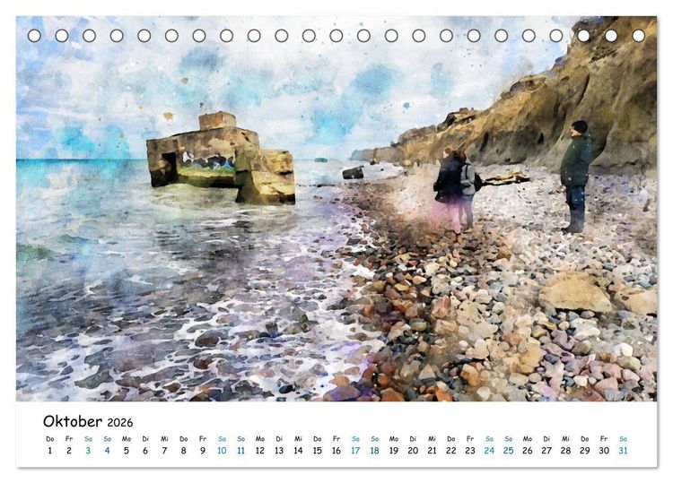 Produktbild: Aquarell Illustrationen vom Dar&szlig; (Tischkalender 2026 DIN A5 quer), CALVENDO Monatskalender
