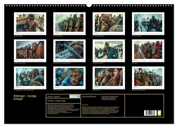Produktbild: Wikinger - mutige Krieger (Wandkalender 2026 DIN A2 quer), CALVENDO Monatskalender