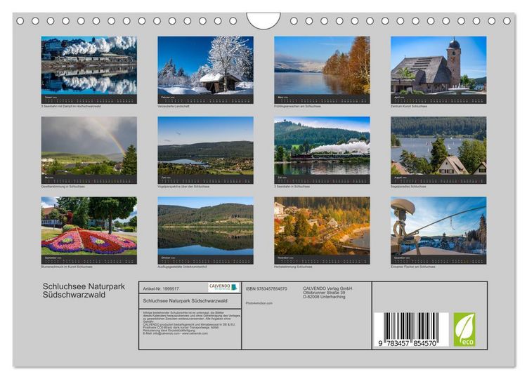Produktbild: Schluchsee Naturpark S&uuml;dschwarzwald (Wandkalender 2026 DIN A4 quer), CALVENDO Monatskalender