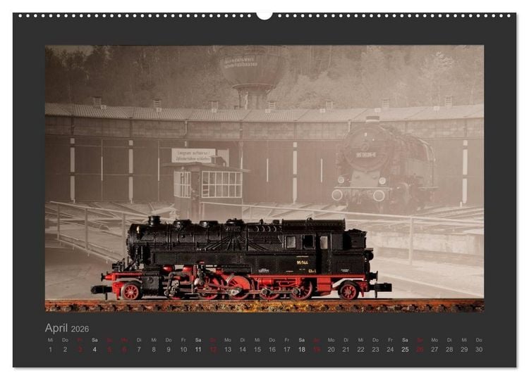 Produktbild: Dampflokomotiven in Spur N (Wandkalender 2026 DIN A2 quer), CALVENDO Monatskalender