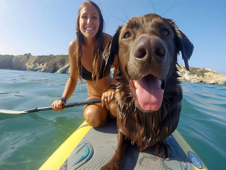 Produktbild: CALVENDO Puzzle Dieser Hund ist nicht wasserscheu | 1000 Teile Lege-Gr&ouml;&szlig;e 64x48cm Foto-Puzzle f&uuml;r gl&uuml;ckliche Stunden