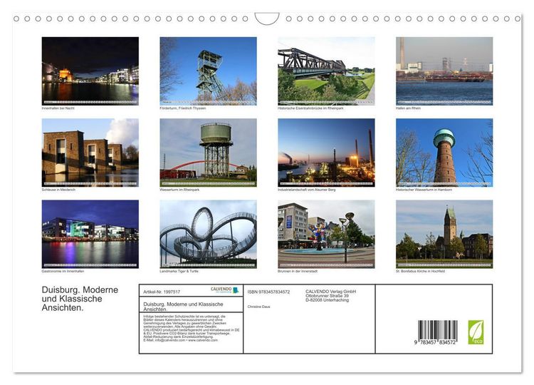 Produktbild: Duisburg. Moderne und Klassische Ansichten. (Wandkalender 2026 DIN A3 quer), CALVENDO Monatskalender