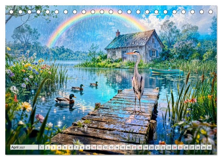 Produktbild: M&auml;rchenhafte Cottages - Waldzauber und versteckte Tiere entdecken! (Tischkalender 2027 DIN A5 quer), CALVENDO Monatskalender