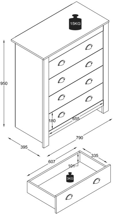 Produktbild: Kommode Sideboard Schublade Balusa XL