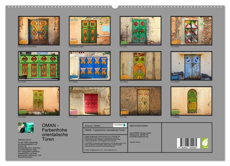 Produktbild: OMAN - Farbenfrohe orientalische T&uuml;ren (hochwertiger Premium Wandkalender 2026 DIN A2 quer), Kunstdruck in Hochglanz