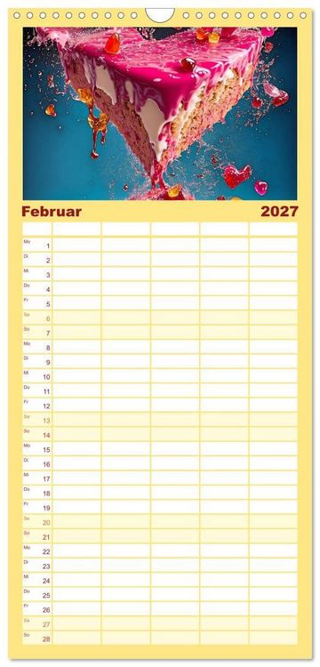 Produktbild: Familienplaner 2027 - Tortenschlacht - s&uuml;&szlig;e Versuchung mit 5 Spalten (Wandkalender, 21 x 45 cm) CALVENDO