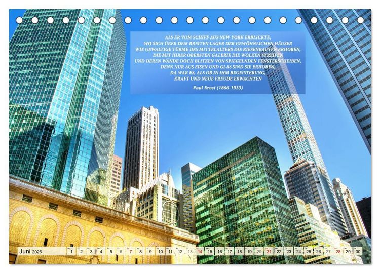 Produktbild: New York Ansichten - Literaturkalender (Tischkalender 2026 DIN A5 quer), CALVENDO Monatskalender
