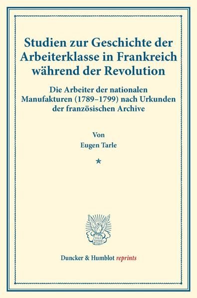 Produktbild: Studien zur Geschichte der Arbeiterklasse in Frankreich w&auml;hrend der Revolution.