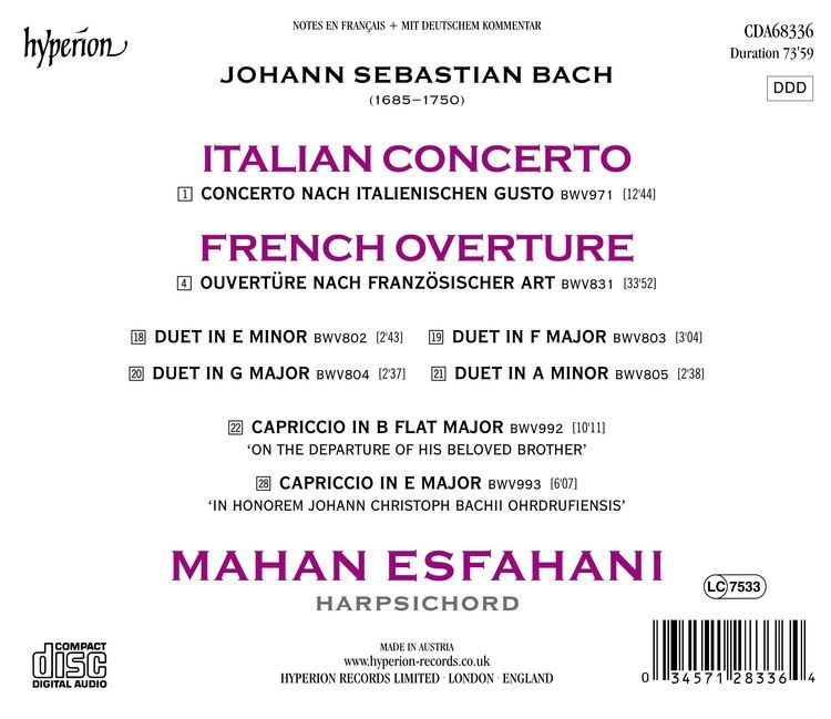 Produktbild: Italien.Concerto BWV 971/Franz.Ouvert&uuml;re BWV 831
