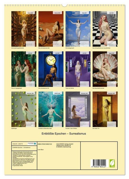 Produktbild: Entbl&ouml;&szlig;te Epochen &ndash; Surrealismus (hochwertiger Premium Wandkalender 2027 DIN A2 hoch), Kunstdruck in Hochglanz