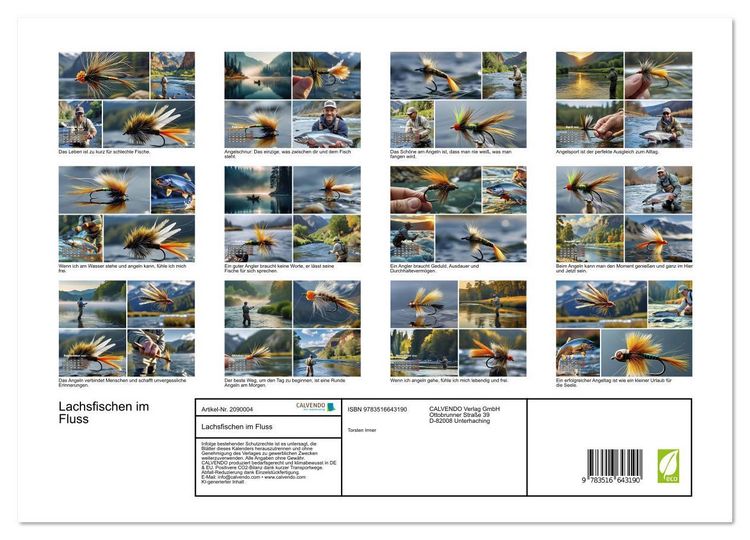 Produktbild: Lachsfischen im Fluss (hochwertiger Premium Wandkalender 2026 DIN A2 quer), Kunstdruck in Hochglanz