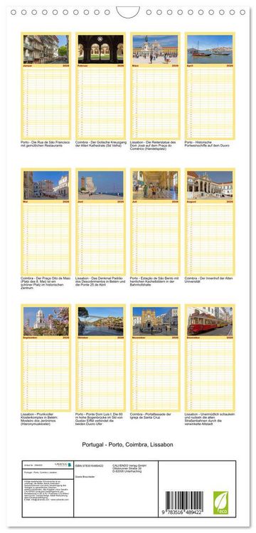 Produktbild: Familienplaner 2026 - Portugal - Porto, Coimbra, Lissabon mit 5 Spalten (Wandkalender, 21 x 45 cm) CALVENDO