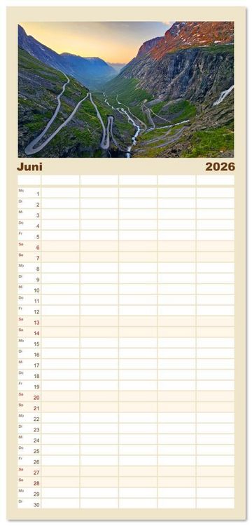 Produktbild: Familienplaner 2026 - Vom S&uuml;dkap zum Nordkap mit 5 Spalten (Wandkalender, 21 x 45 cm) CALVENDO