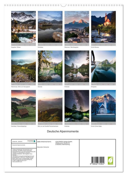 Produktbild: Deutsche Alpenmomente (hochwertiger Premium Wandkalender 2026 DIN A2 hoch), Kunstdruck in Hochglanz