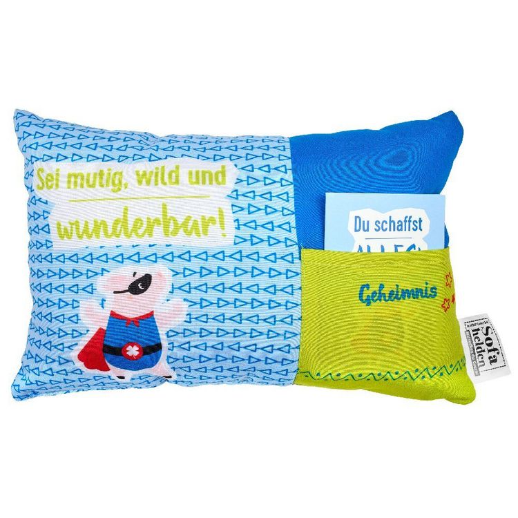 Produktbild: Geschenk-Kissen mit Karte, Gl&uuml;ckshelden, Sei mutig, wild, wunderbar