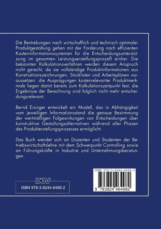 Produktbild: Konstruktionsbegleitende Kalkulation