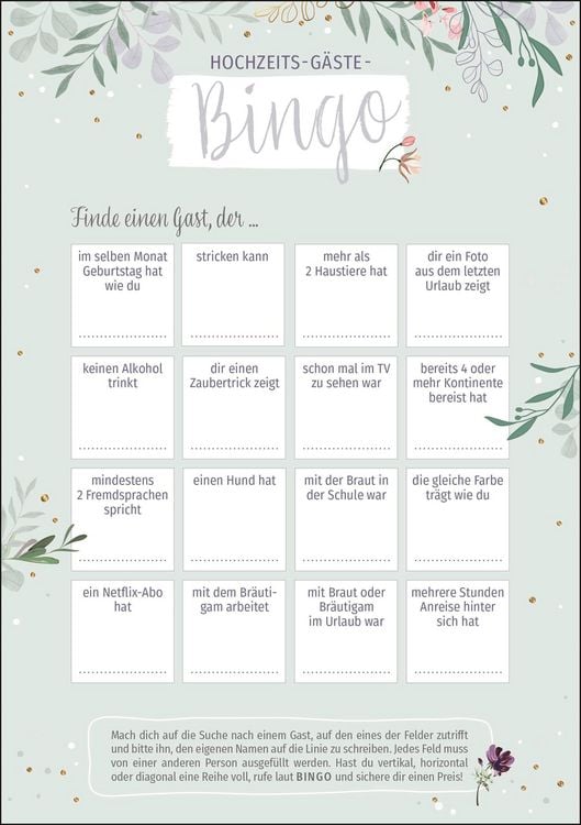 Produktbild: Hochzeits-G&auml;ste-Bingo