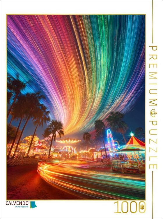 Produktbild: CALVENDO Puzzle Palmen, W&auml;rme und Lichtbahnen und ein Sommer, der niemals endet | 1000 Teile Lege-Gr&ouml;&szlig;e 64x48cm Foto-Puzzle f&uuml;r gl&uuml;ckliche Stunden