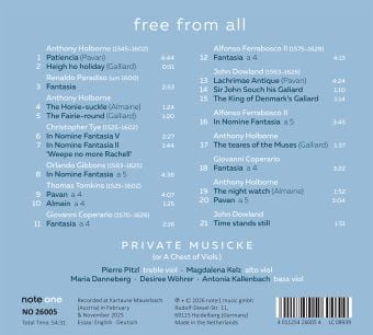 Produktbild: Private Musicke (or: A chest of Viols): free from all - Engl
