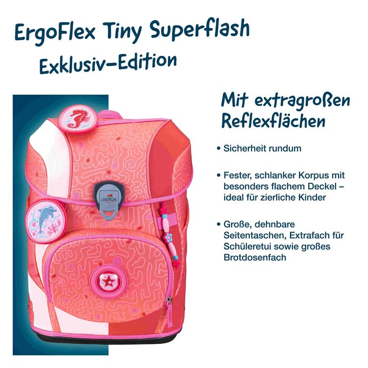 Produktbild: DerDieDas Schulranzen Set ErgoFlex Tiny Superflash, Schulranzen Set, 5tlg, Coral Reef
