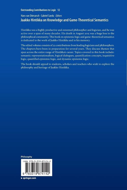 Produktbild: Jaakko Hintikka on Knowledge and Game-Theoretical Semantics