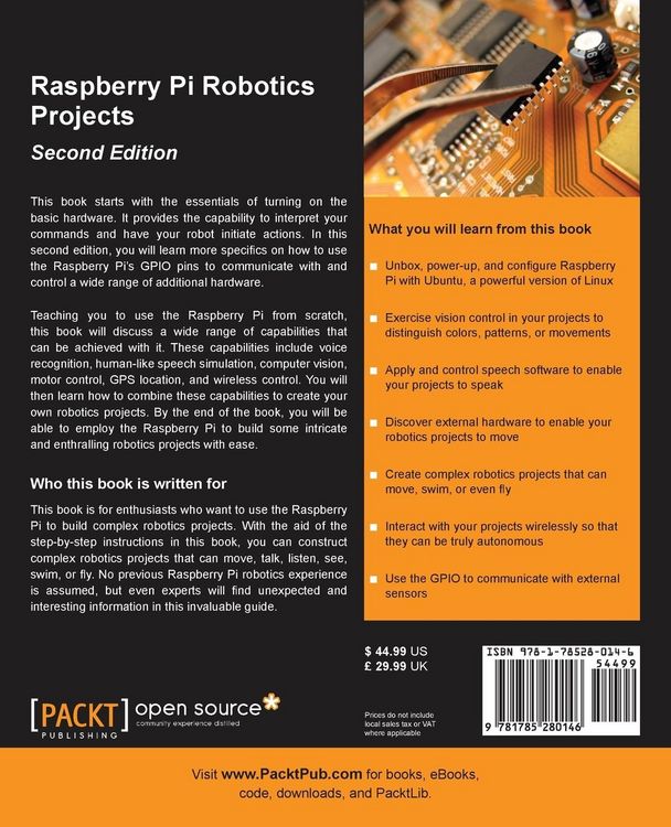 Produktbild: Raspberry Pi Robotics Projects - Second Edition