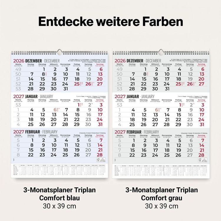 Produktbild: 3-Monatsplaner Triplan Comfort blau 2027