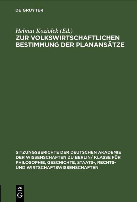 Produktbild: Zur volkswirtschaftlichen Bestimmung der Planans&auml;tze