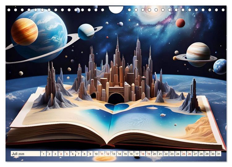 Produktbild: Fantasy-B&uuml;cher Sch&ouml;nheit des Universums (Wandkalender 2026 DIN A4 quer), CALVENDO Monatskalender