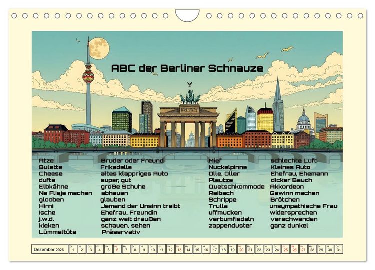 Produktbild: Liebenswerte Berliner Mundart (Wandkalender 2026 DIN A4 quer), CALVENDO Monatskalender