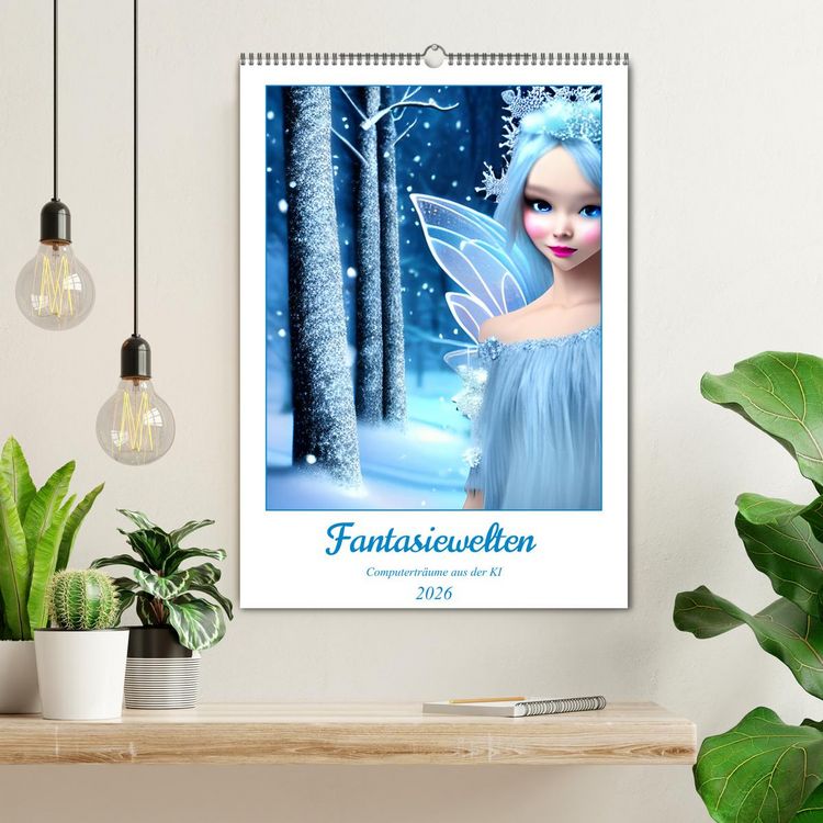 Produktbild: Fantasiewelten - Computertr&auml;ume aus der KI (Wandkalender 2026 DIN A2 hoch), CALVENDO Monatskalender